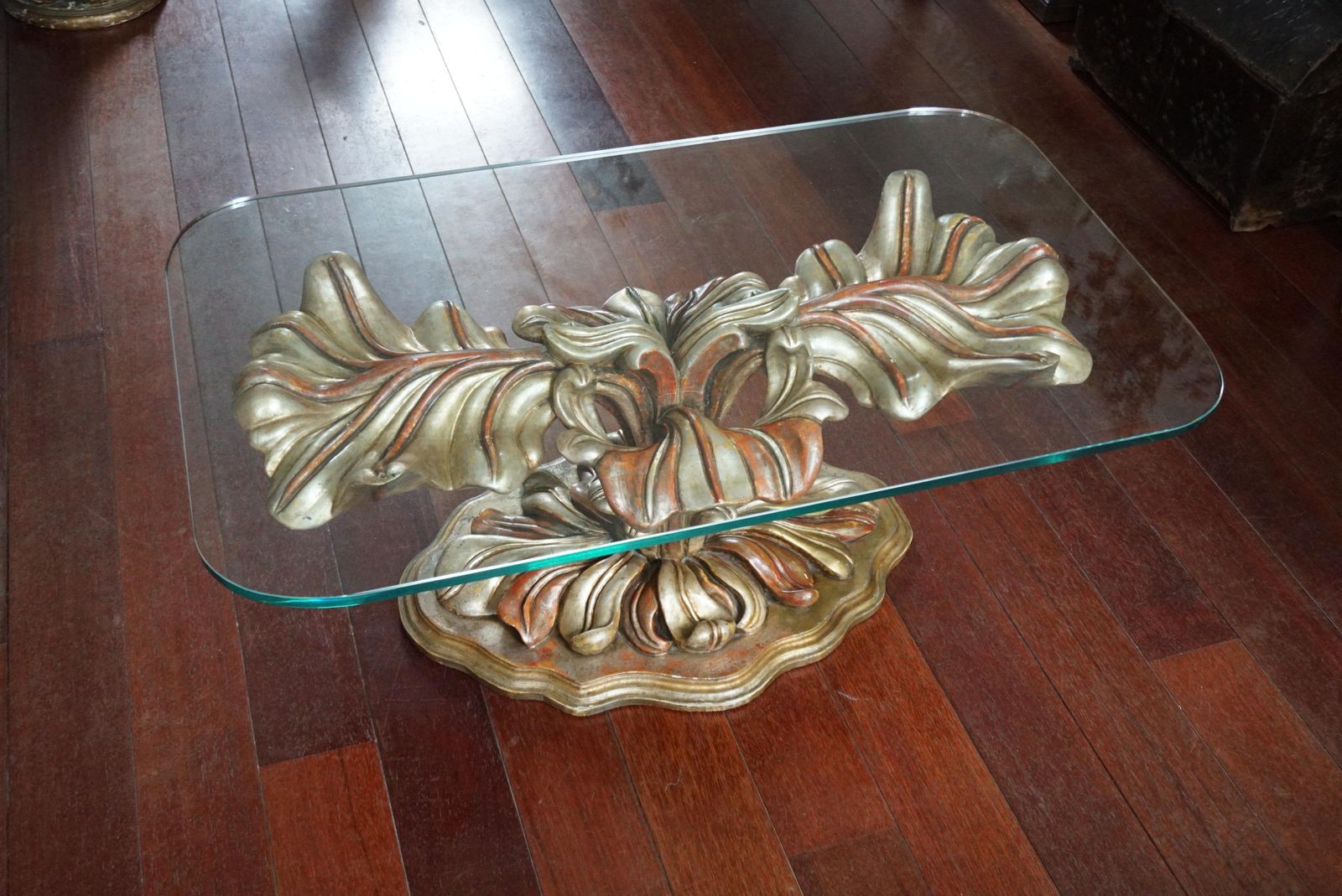 Italian Carved Wood Palm Tree Base Dining Table photo 6433.0