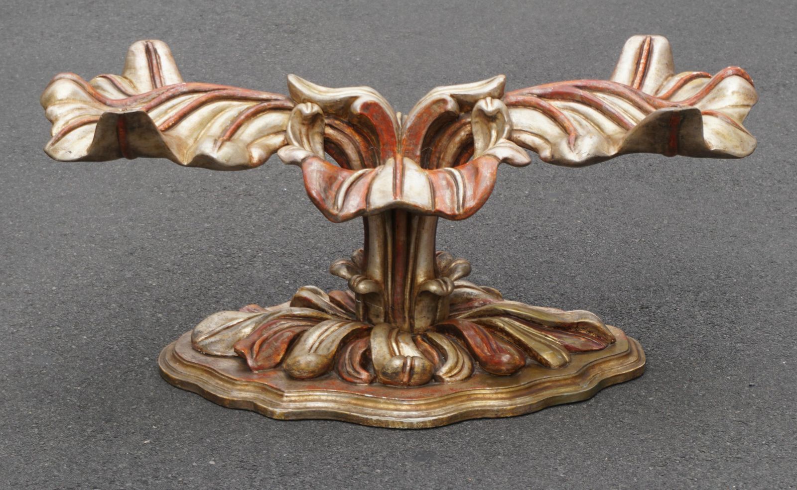 photo vinterior Italian Carved Wood Palm Tree Base Dining Table