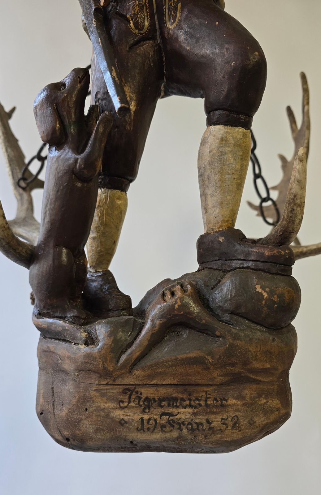 Antique Black Forest Wood Carving  Hunter Sculpture 1952 photo buy