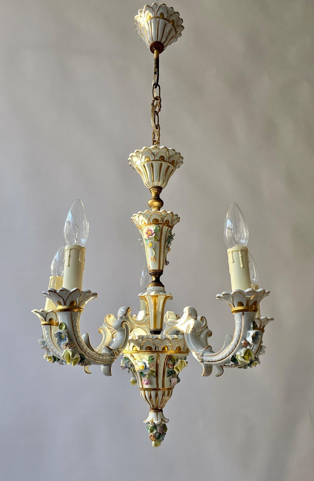 Baroque Porcelain Flower Chandelier Or Candelabra, Italy photo 2316.0