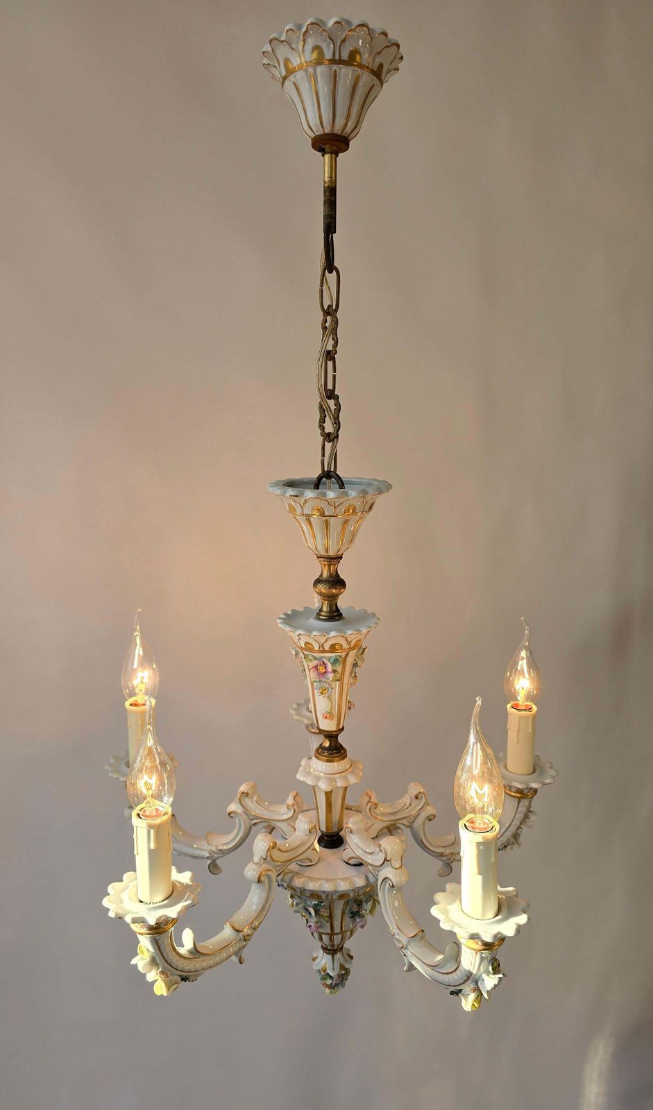 Baroque Porcelain Flower Chandelier Or Candelabra, Italy photo buy