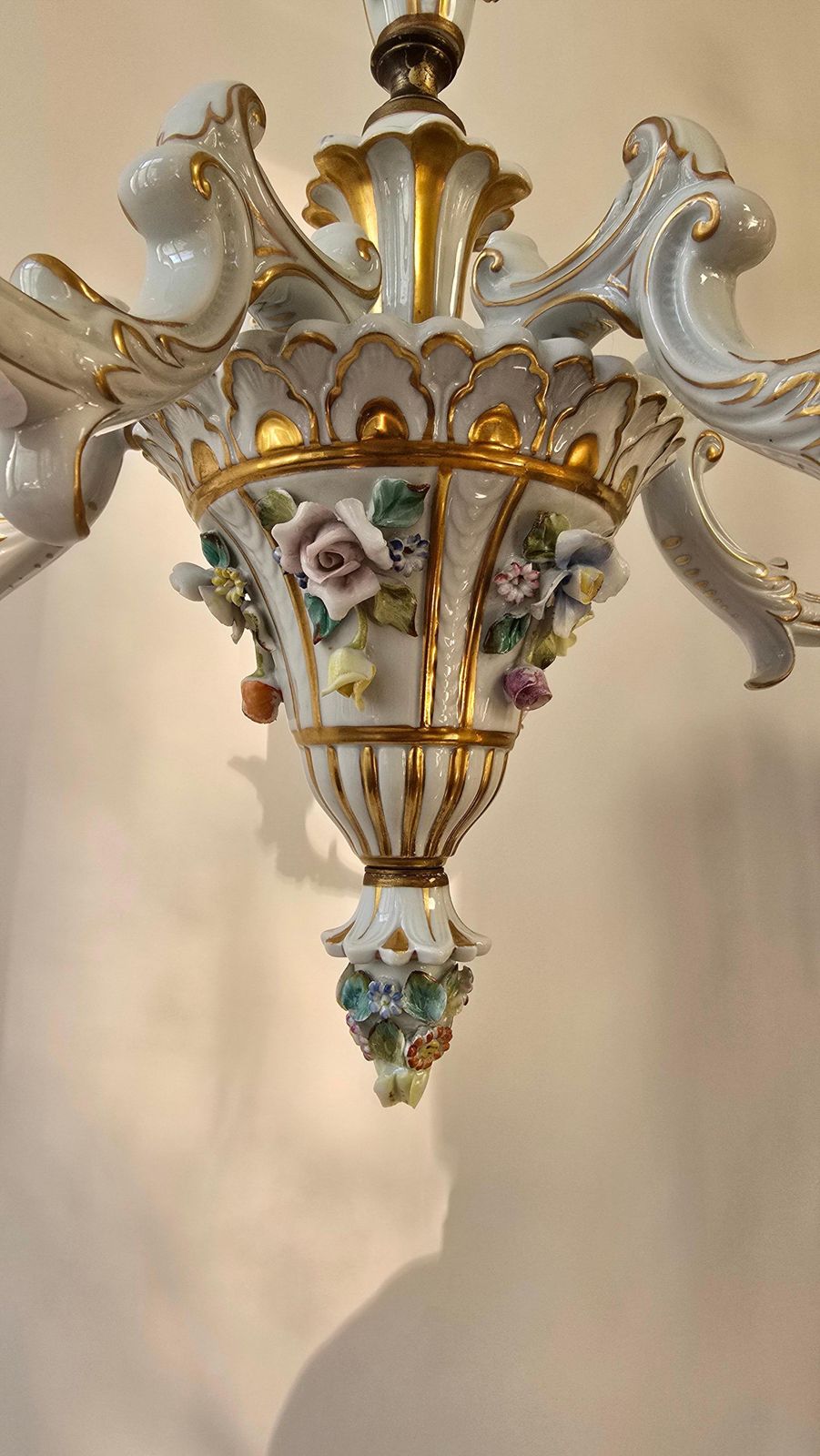 Lighting Baroque Porcelain Flower Chandelier Or Candelabra, Italy photo