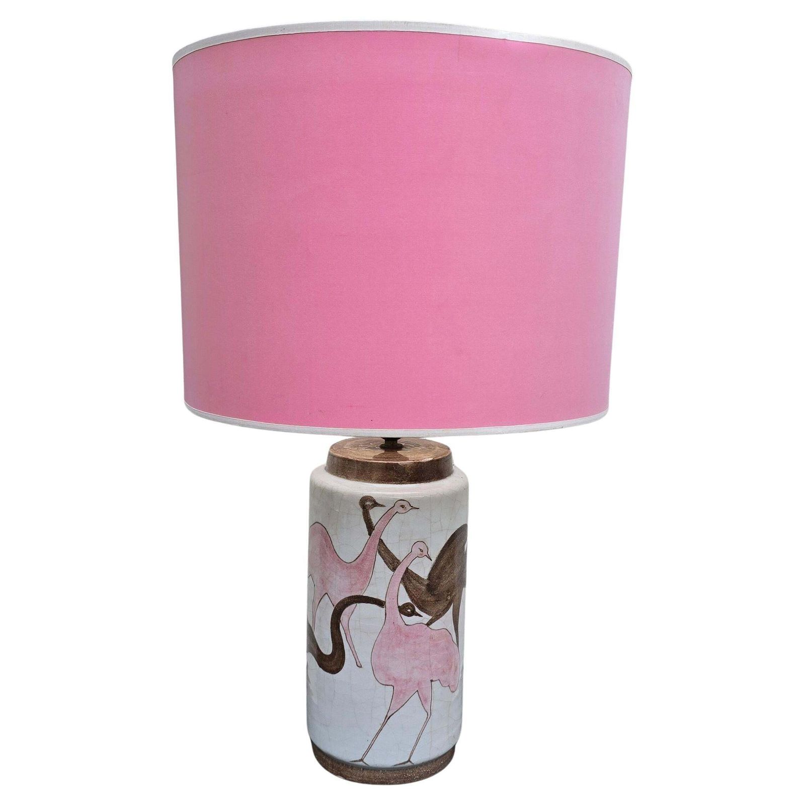 Italian Lamp Hand Painted Ceramic With Ostriches, Salerno photo furniture