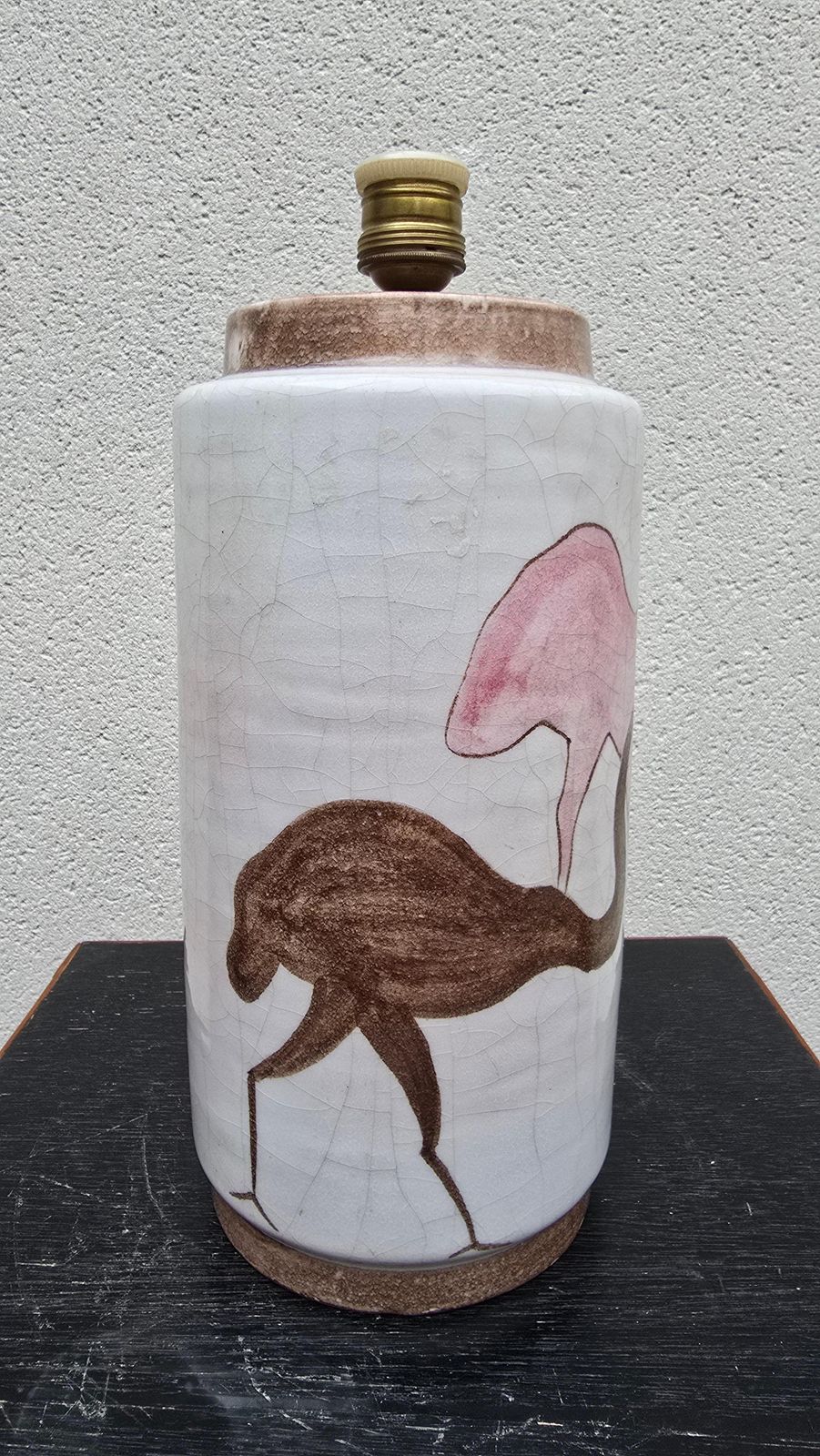 Italian Lamp Hand Painted Ceramic With Ostriches, Salerno photo 3131.0