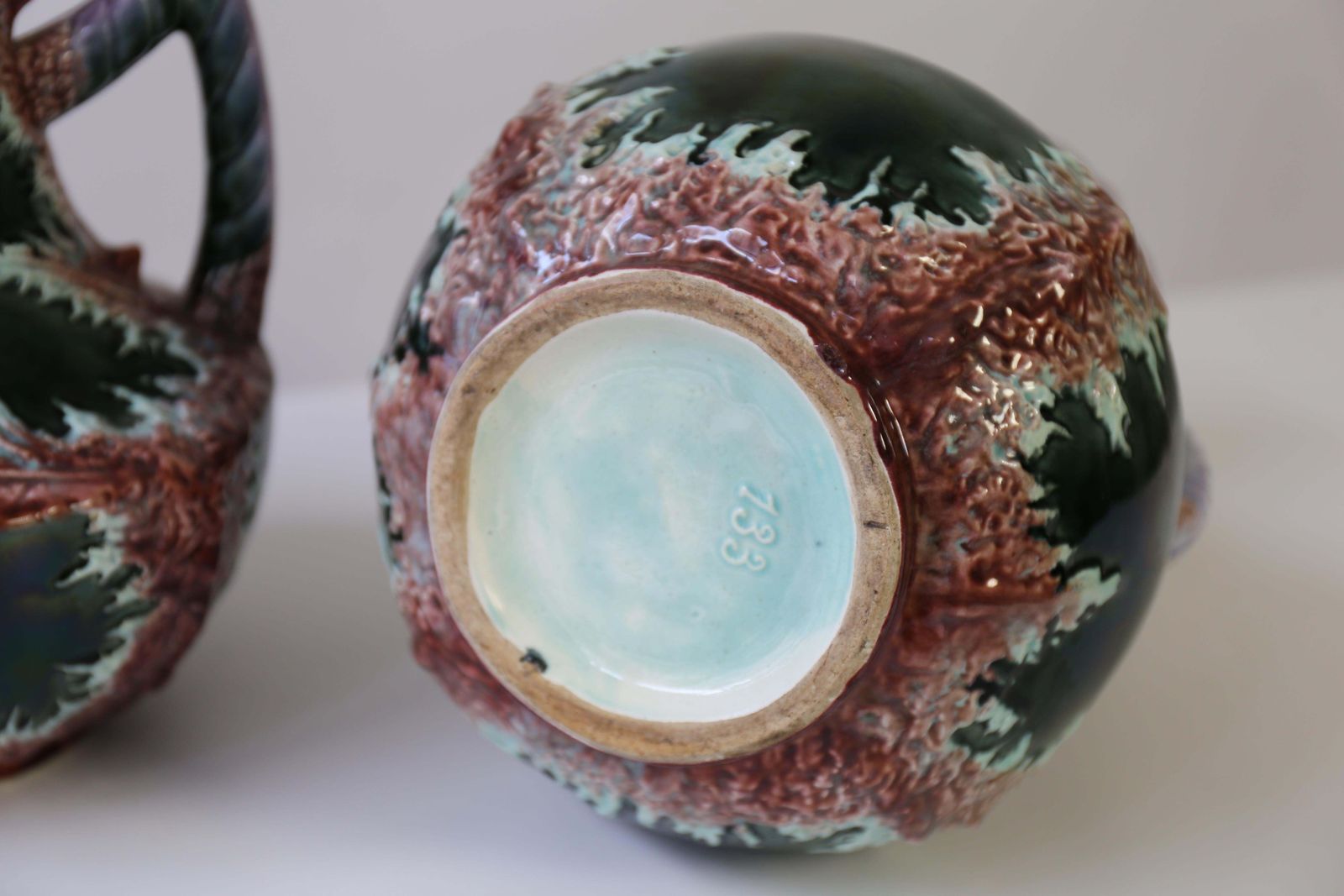 Pair Of Unique Ceramic Vases Fat Lava Style With Art Nouveau/Art Deco Influence photo vintage