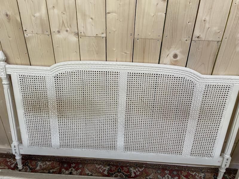 Lit En Cannage Et Peint De Style Louis XVI 200/180 Cm photo 1530.0
