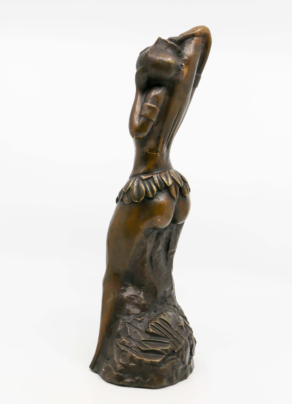 African Ethiopian Hamar Woman, Patinated And Polished Bronze Sculpture photo vintage