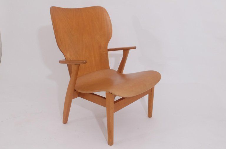 Tapiovaara "High Back Lounge Chair" For Domus Academy 1948 Signed Keravan Puuteo photo vinterior