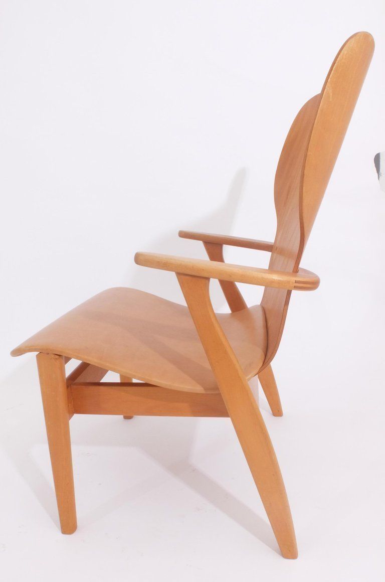 photo for sale Tapiovaara "High Back Lounge Chair" For Domus Academy 1948 Signed Keravan Puuteo