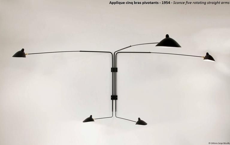 Sconce Serge Mouille Model "Applique 5 Rotating Arms photo for sale