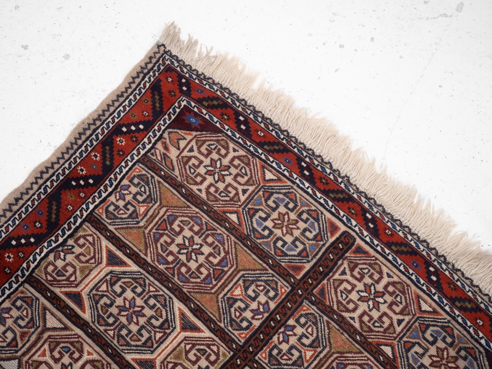 Vintage Afghan Tribal Part Kilim Handwoven Wool Rug 218 × 129 Cm ( 7'2" × 4'3" Handmade Flat Weave Wool Carpet) photo buy