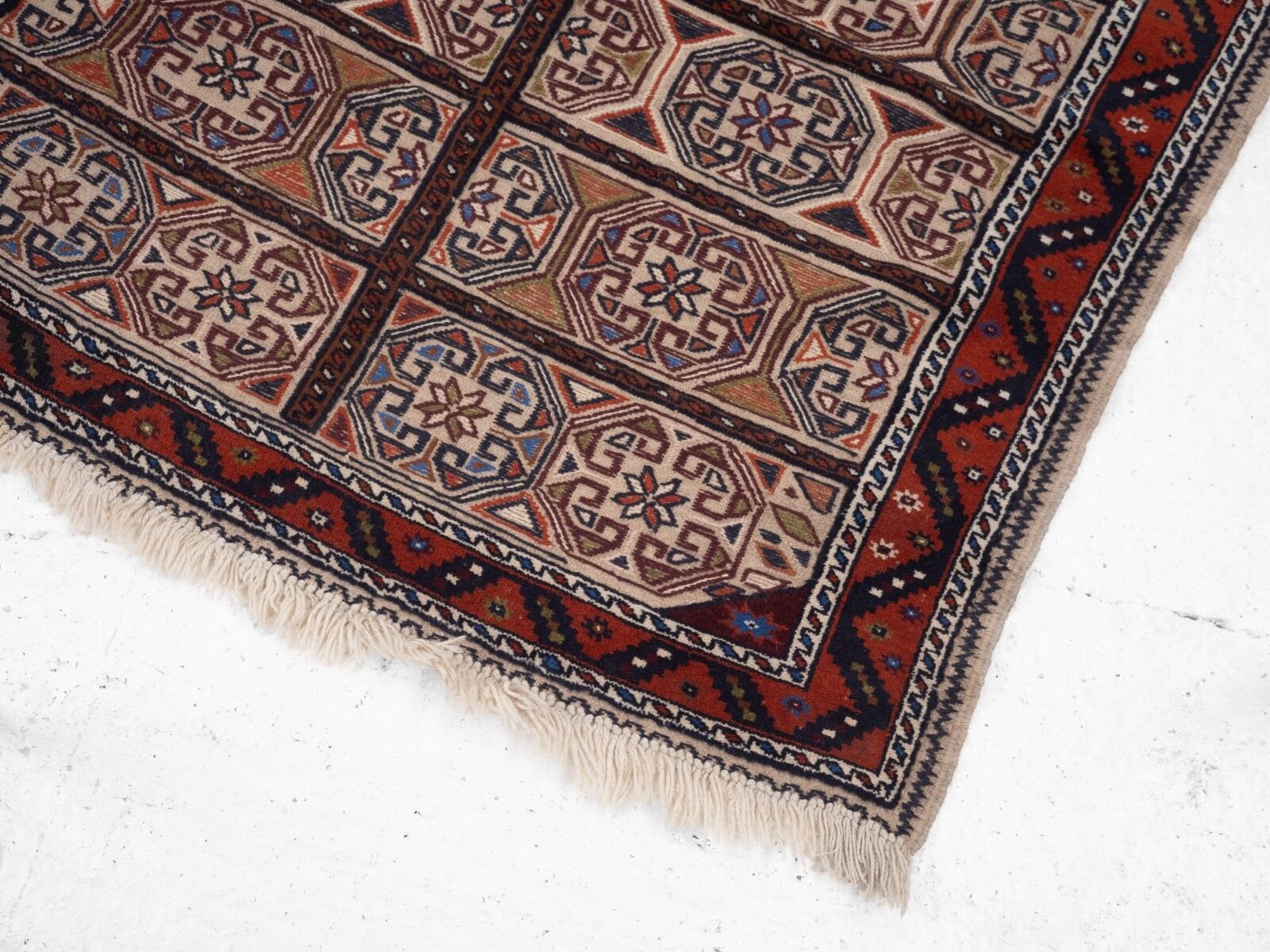 249.0 Vintage Afghan Tribal Part Kilim Handwoven Wool Rug 218 × 129 Cm ( 7'2" × 4'3" Handmade Flat Weave Wool Carpet) photo
