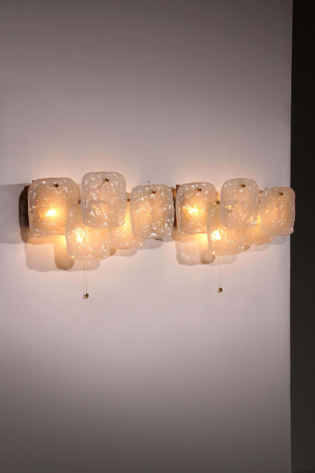 Elegant Midcentury Ice Glass Wall Sconces By J.T. Kalmar, Austria (1960s) photo furniture