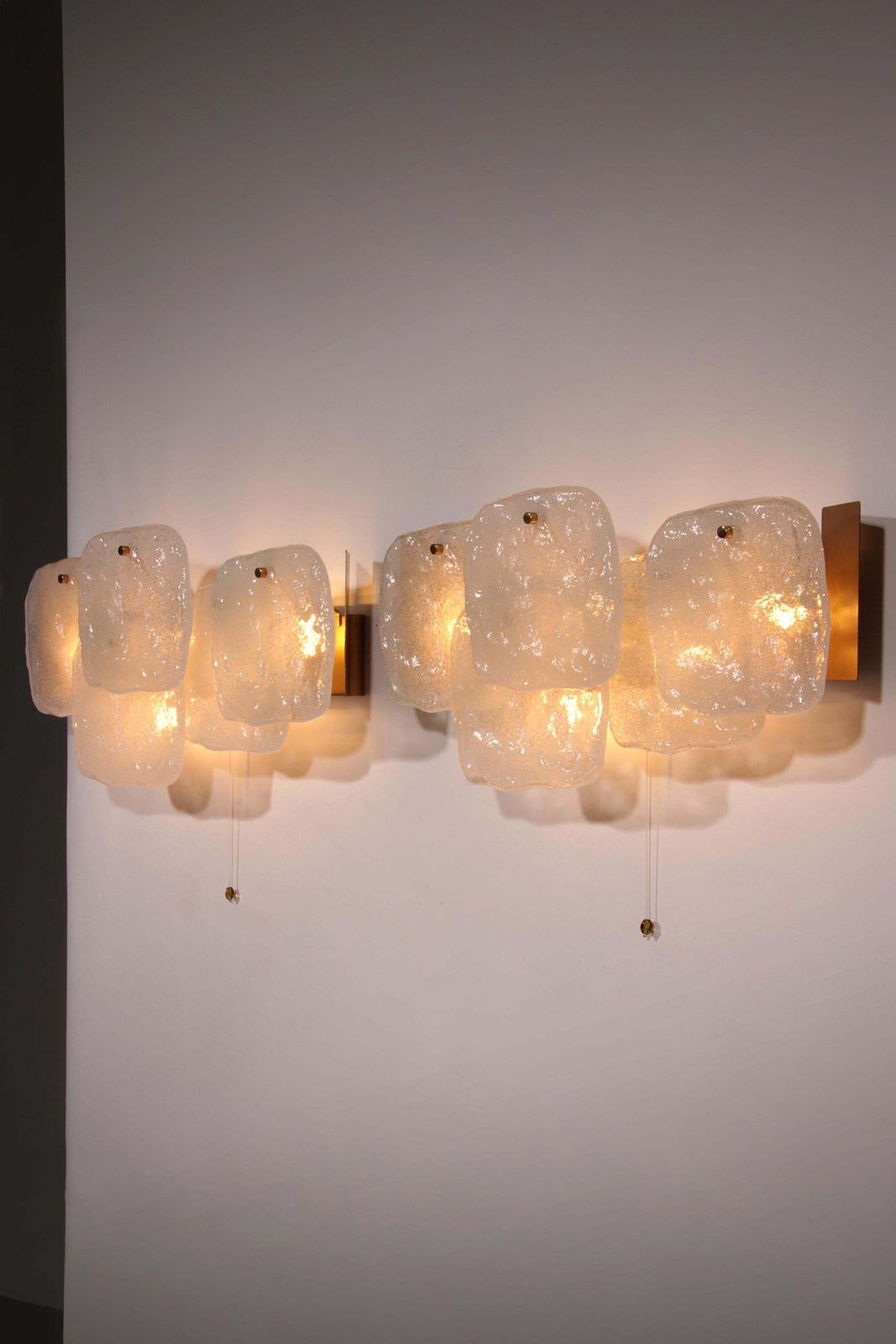 Elegant Midcentury Ice Glass Wall Sconces By J.T. Kalmar, Austria (1960s) photo for sale