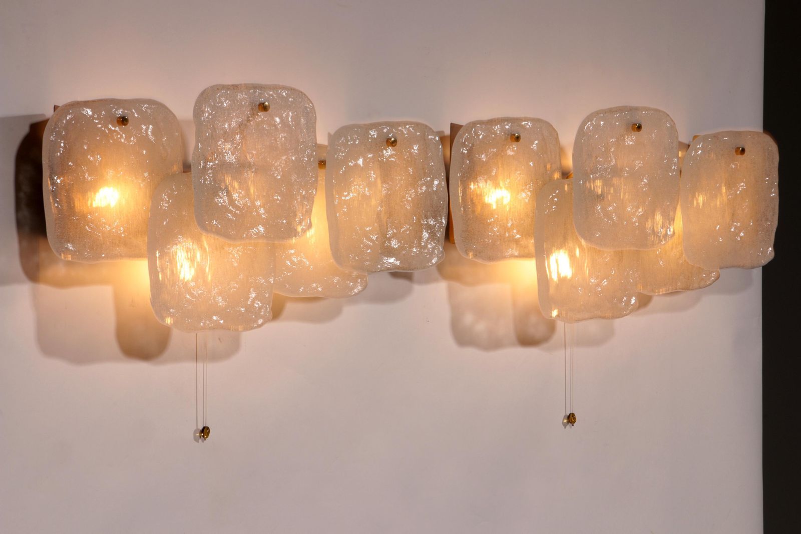 photo for sale Elegant Midcentury Ice Glass Wall Sconces By J.T. Kalmar, Austria (1960s)