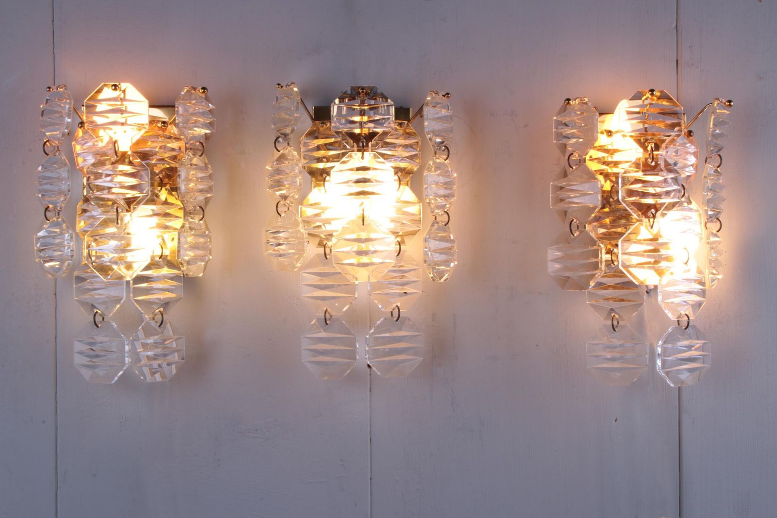 2101.0 3 Very Nice Big And Rare Crystal Wall Lamps From  J.T. Kalmar, 1960s photo
