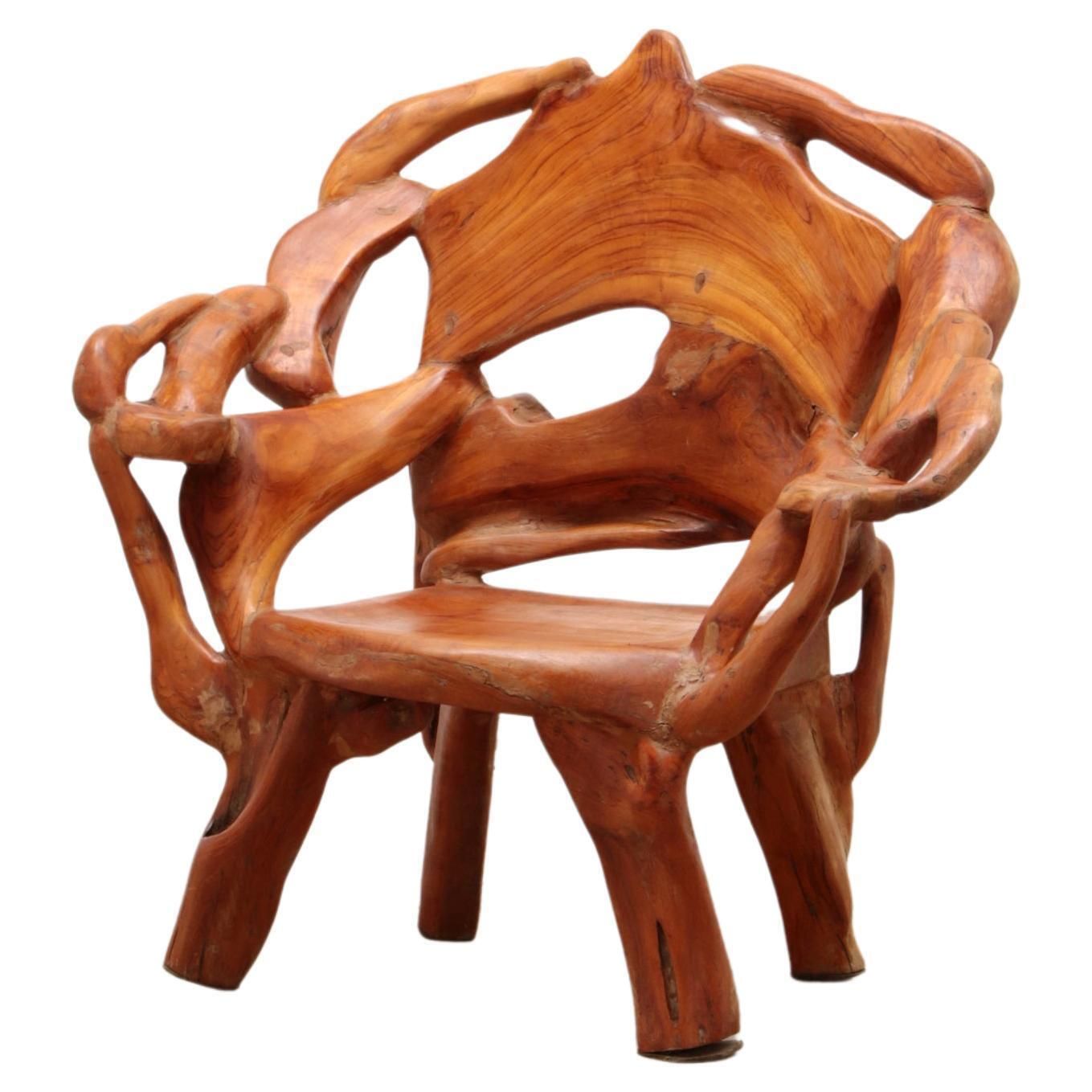 Robust Armchair Made Of Recycled Wood In The Style Of Andrianna Shamaris Us