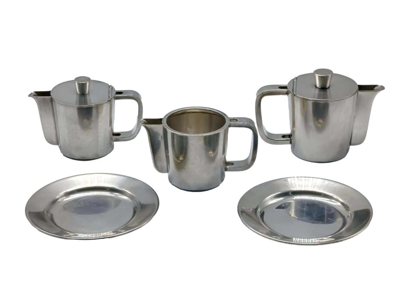 Gio' Ponti For Krupp Set Of 2 Coffee Makers, 2 Saucers, And A Milk Jug,  1950s photo for sale