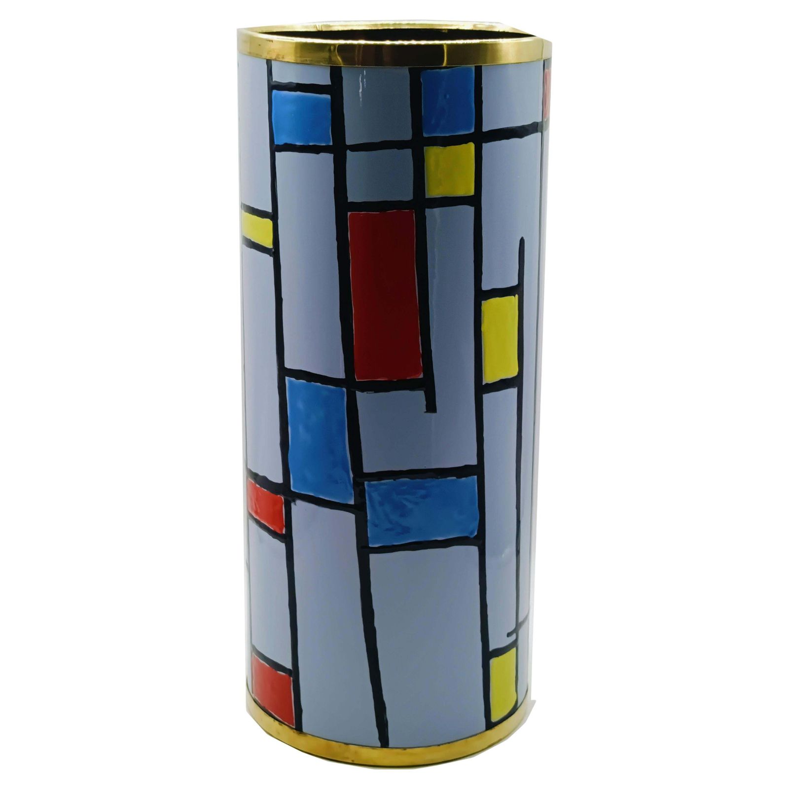 Siva Poggibonsi Brass And Enameled Metal Umbrella Stand, Italy 1970s