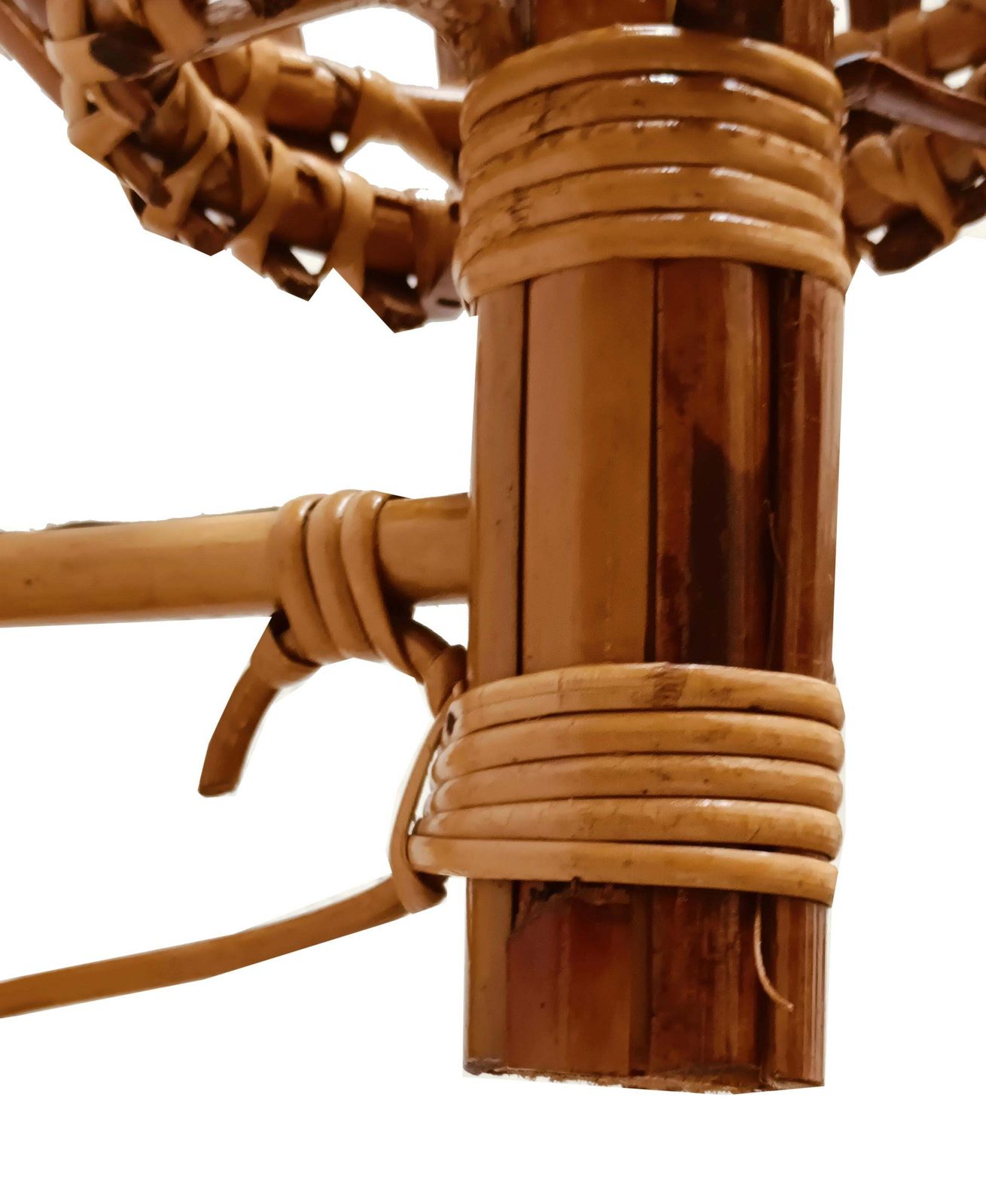 Louis Sognot Pair Of "Lantern" Wall Lamps In Bamboo And Rattan, France photo vinterior