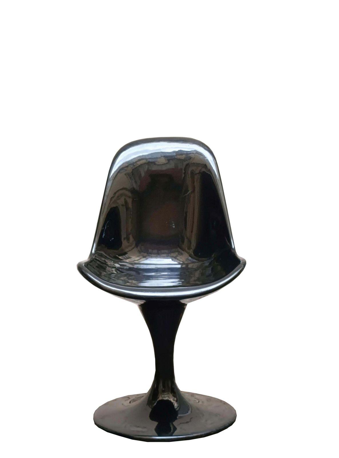 Eero Saarinen Style Set Of 3 Black Dining Chairs Tulip Model, Italy 1970s photo vinterior