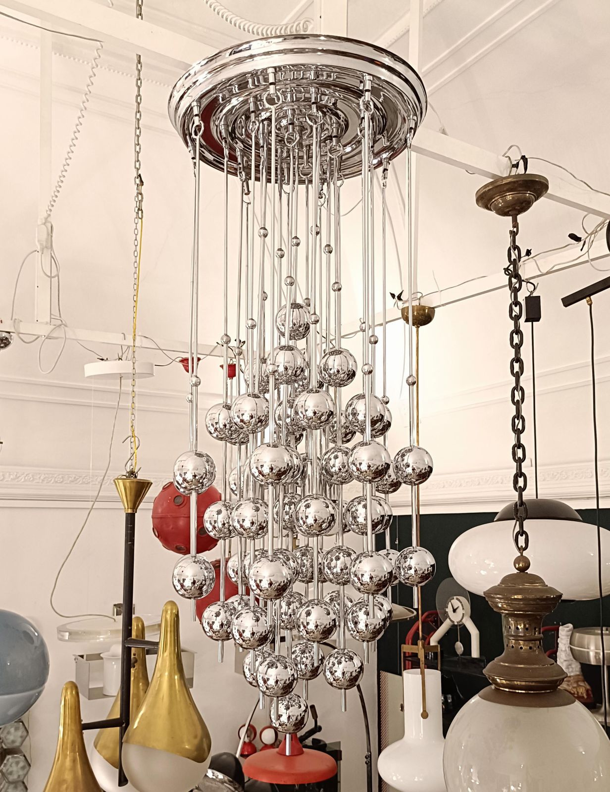 Verner Panton For J.Luber Chandelier "Ball," Denmark 1970s photo for sale