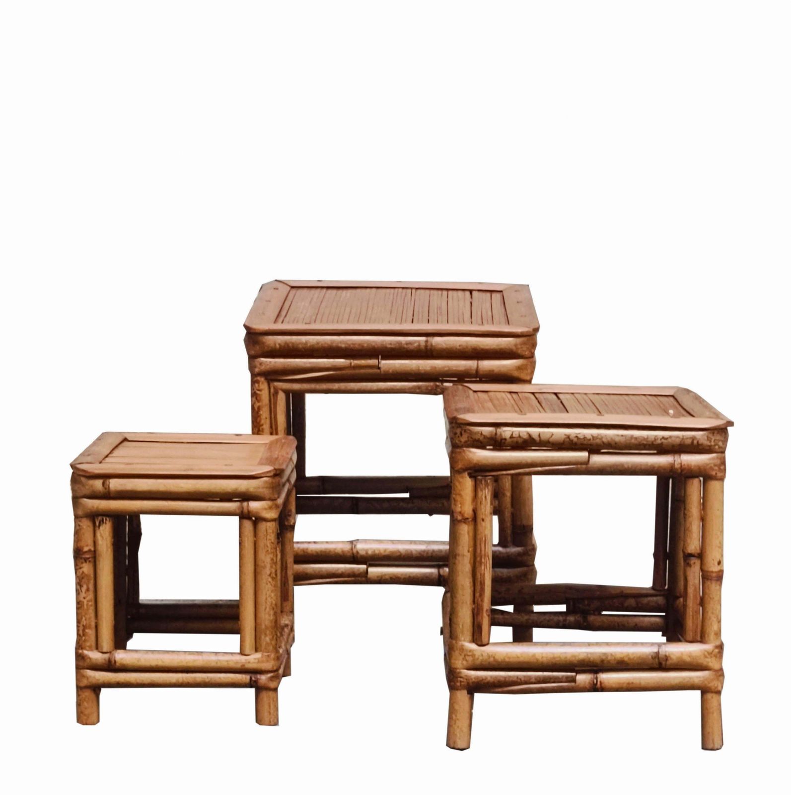 Group Of Three Small Tables In Rattan And Midollino, Italy 1960s photo furniture