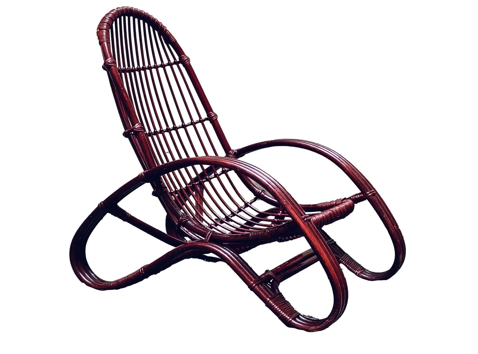Tito Agnoli Rattan And Bamboo Lounge Chair, Italy, 1960s photo for sale