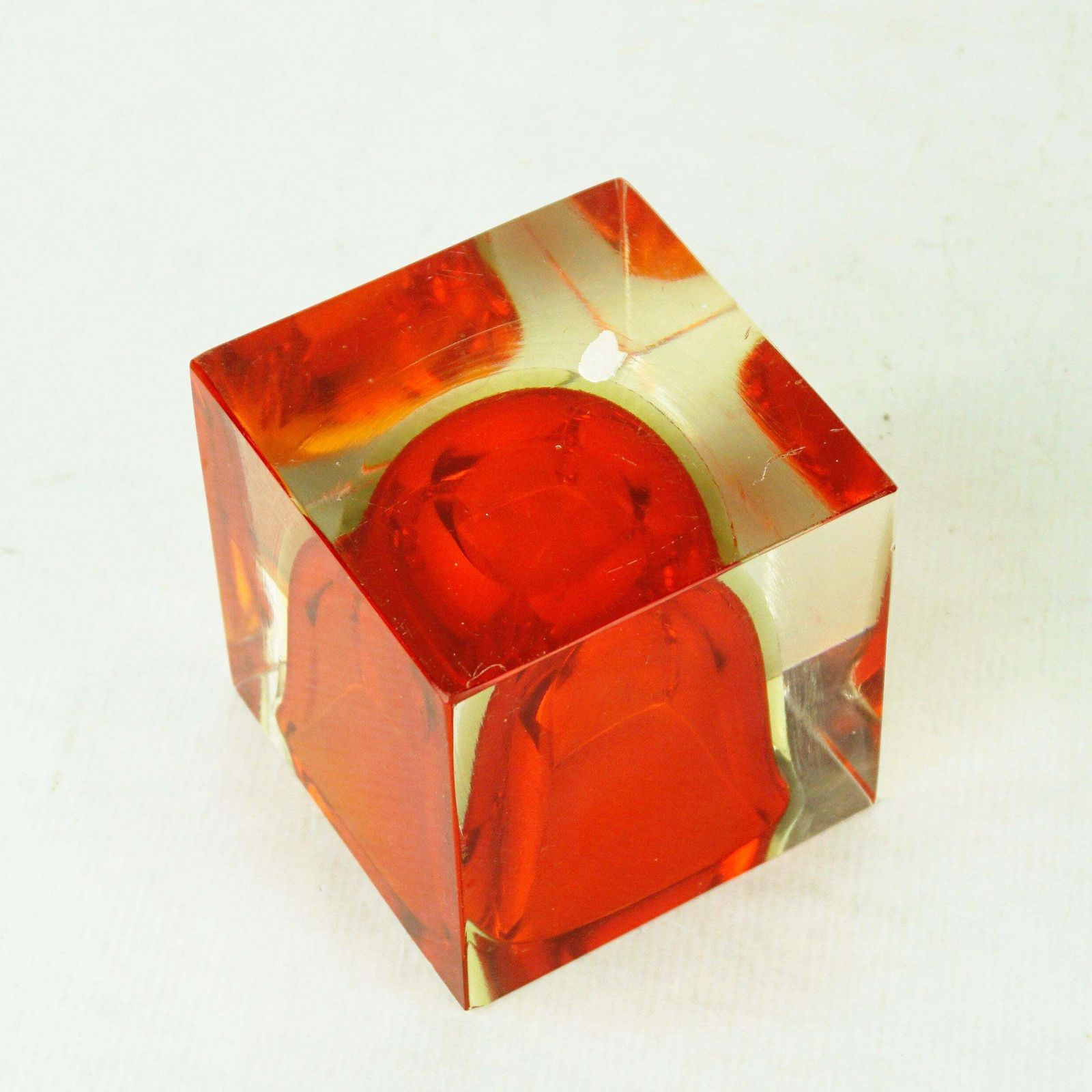 Red Italian Murano Sommerso Block Vase By Flavio Poli For Seguso photo 412.0