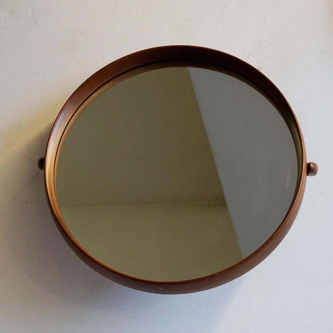 Circular Teak Wall Mirror Attr U. And O. Kristiansson For Luxus Vittsjö Sweden photo 841.0