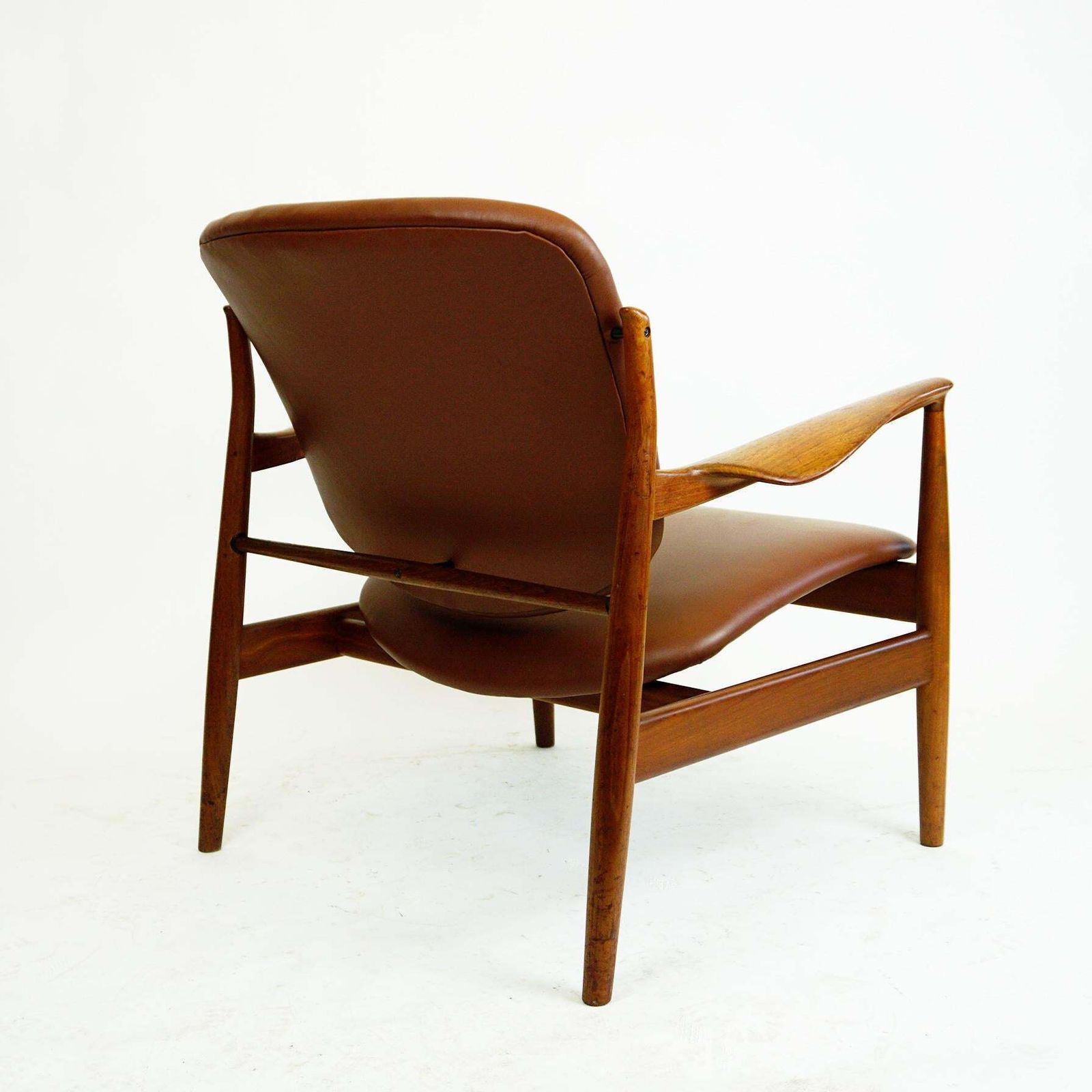 Danish Modern Teak And Brown Leather Loungechair By Finn Juhl For France And Son photo vintage