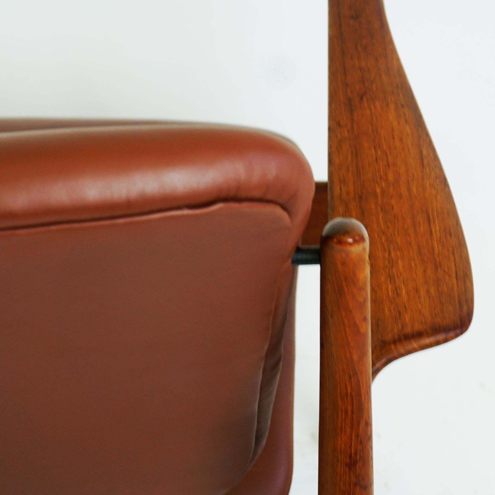 photo for sale Danish Modern Teak And Brown Leather Loungechair By Finn Juhl For France And Son