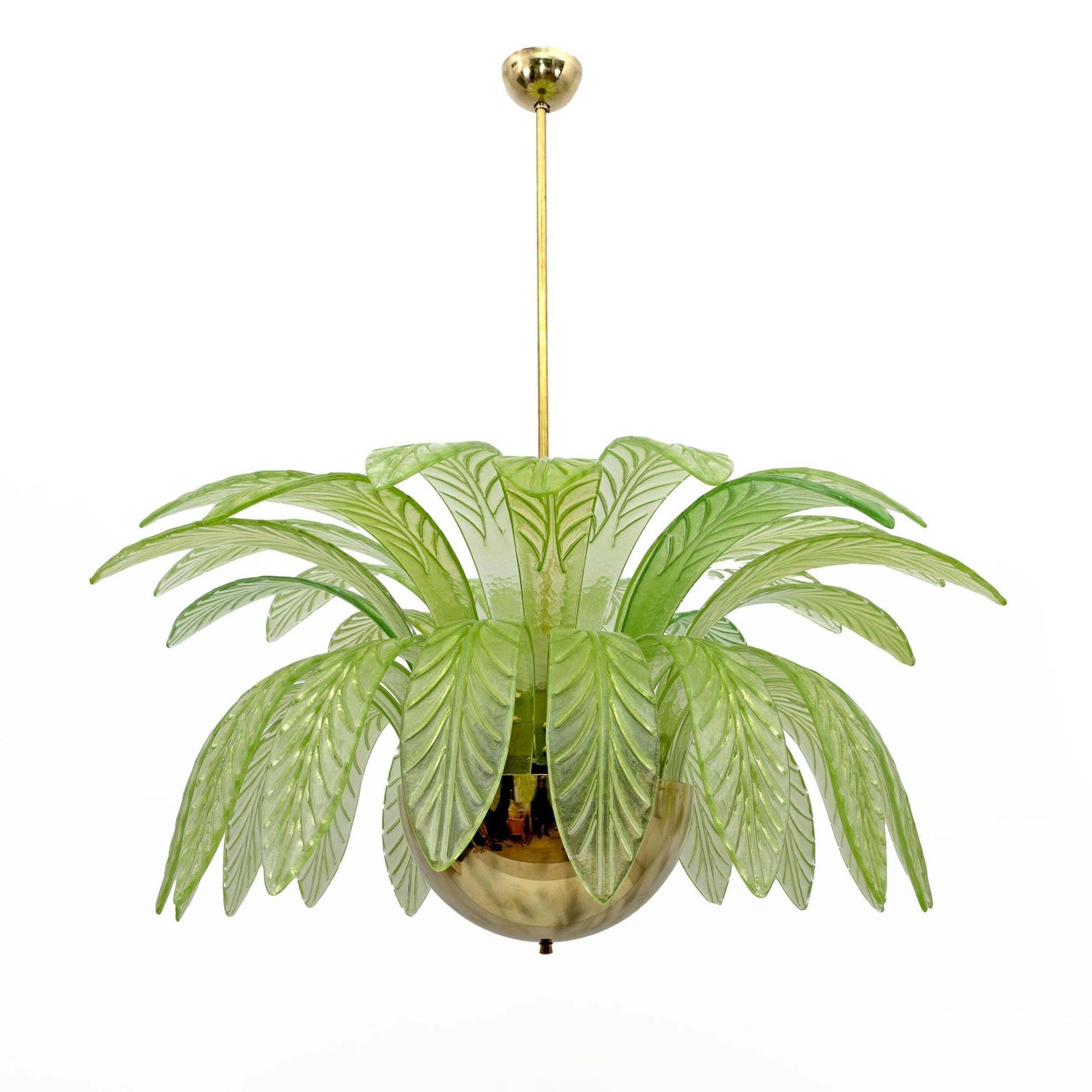 Pair Of Large Mouth Blown Murano Glass Chandeliers, 38 Blue Murano Glass Leaves photo for sale