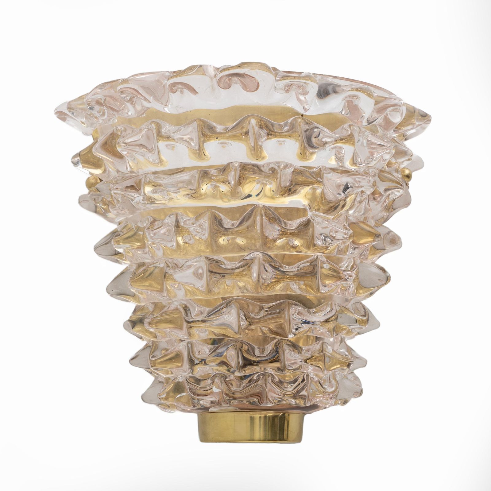 Pair Of Mid Century Modern Italian "Rostrato" Light Pink Murano Glass Sconces photo for sale