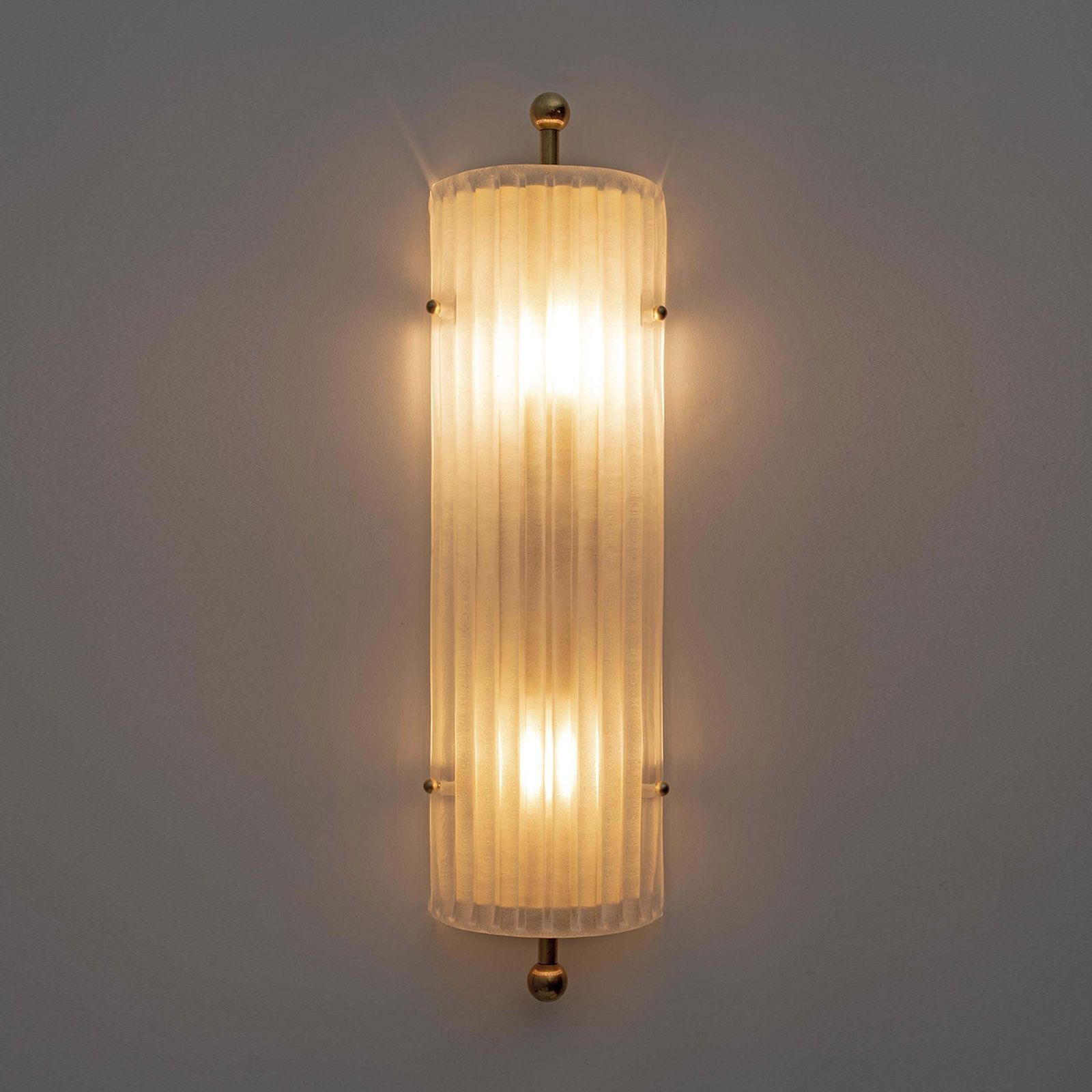 Pair Of Art Dèco Style Italian Murano Glass And Brass Sconces photo vinterior