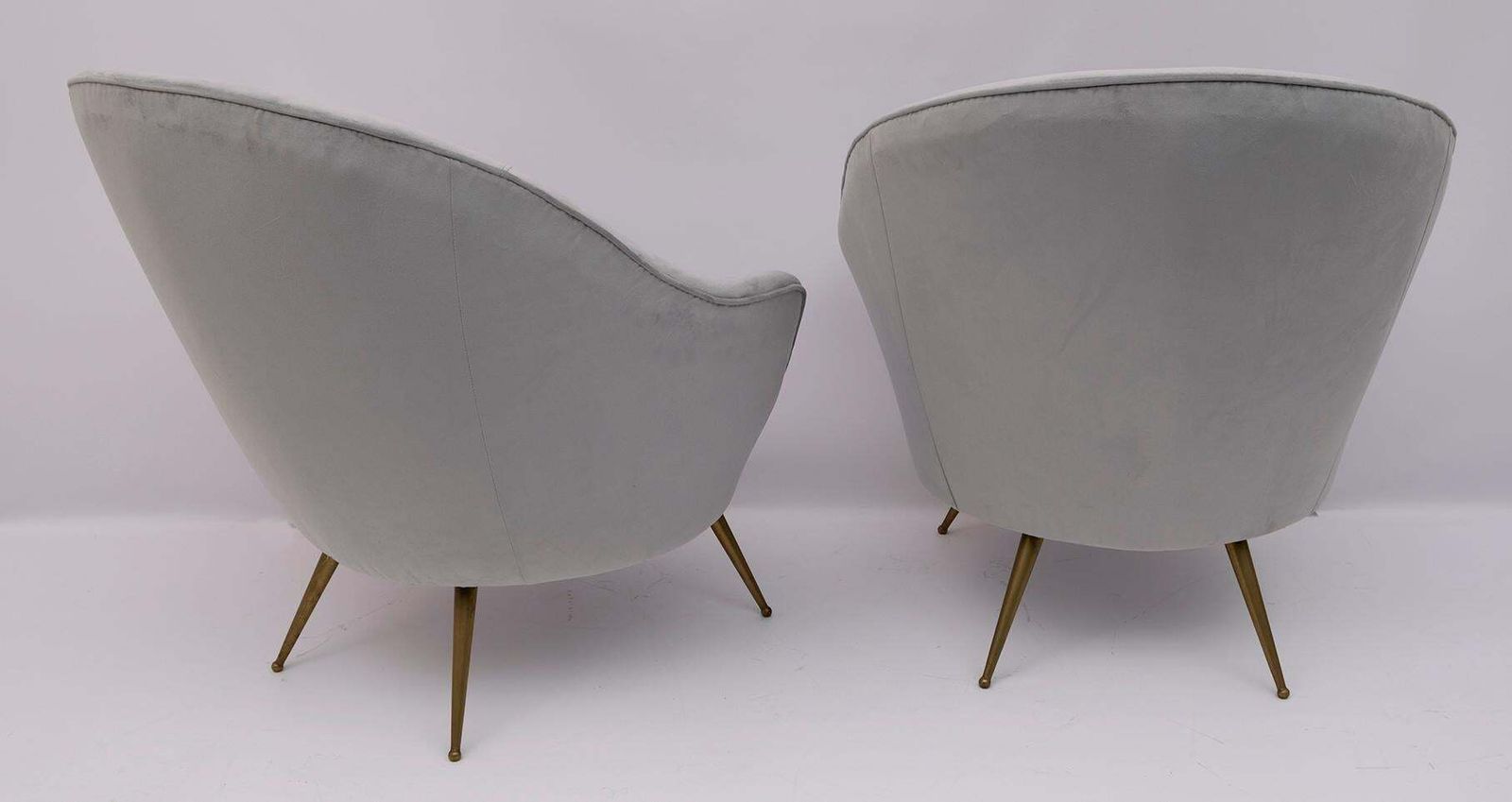 Pair Of Federico Munari Mid Century Modern Italian Velvet Armchairs, 1950s photo for sale