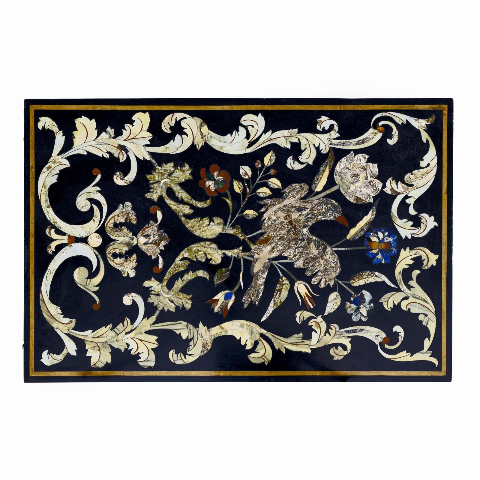 20th Century Italian Handmade Wrought Iron Coffee Table Frame Inlaid Marble Top photo Furniture