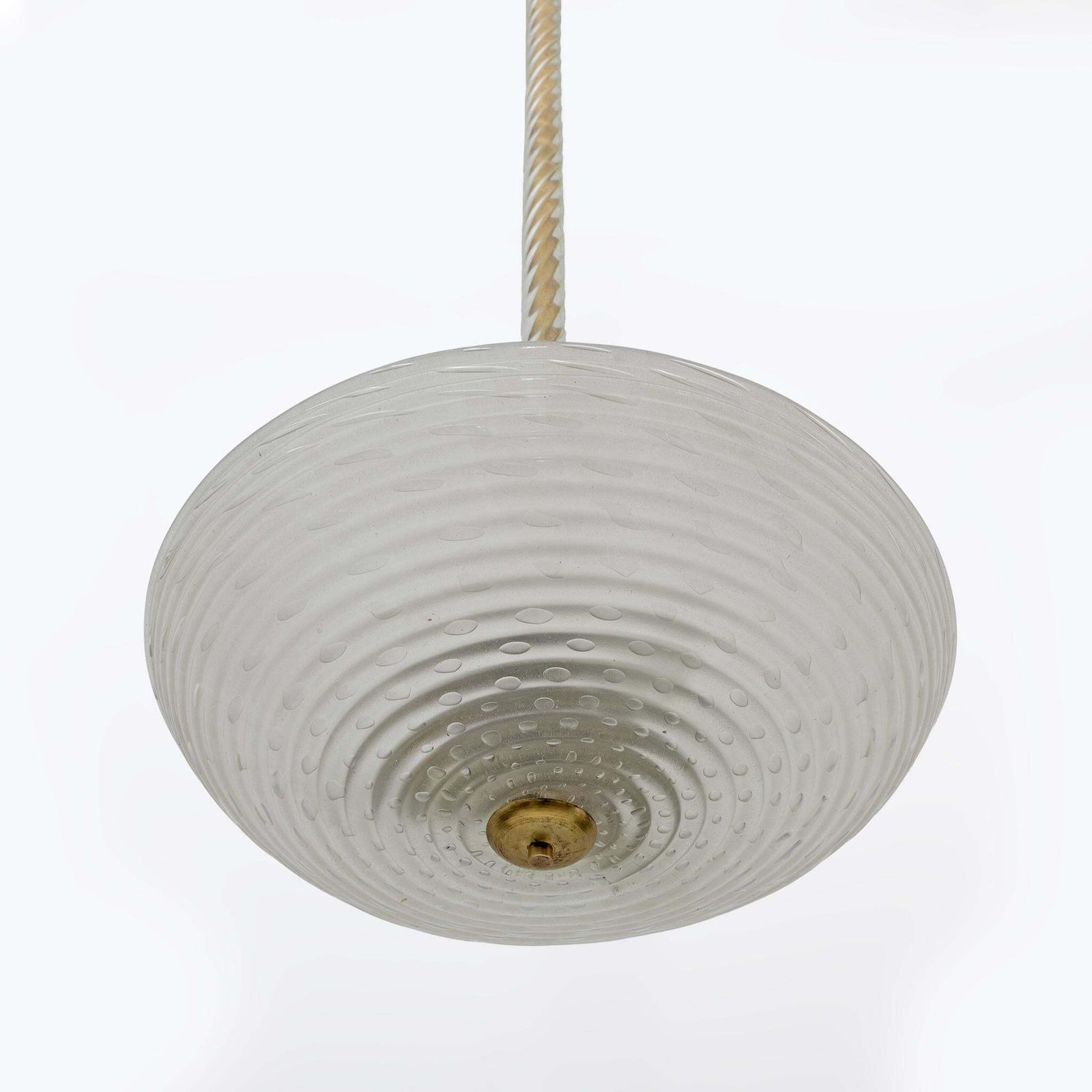 Ercole Barovier Art Deco Murano Glass Italian Pendant Chandelier "Pulegoso", 30s photo 3260.0