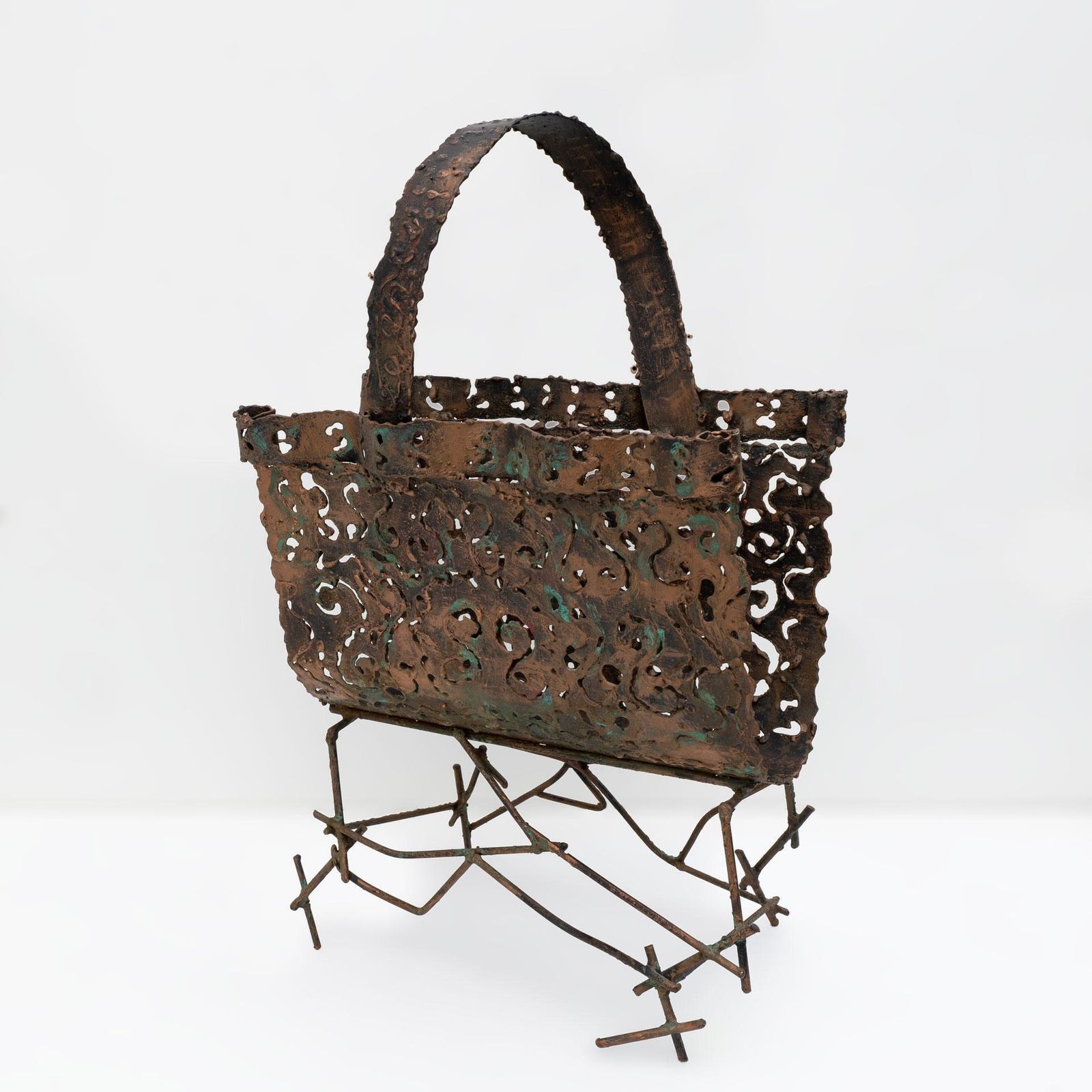 Attributed To Marsura Brutalist Italian Wrought Iron Magazine Rack  '70s photo furniture