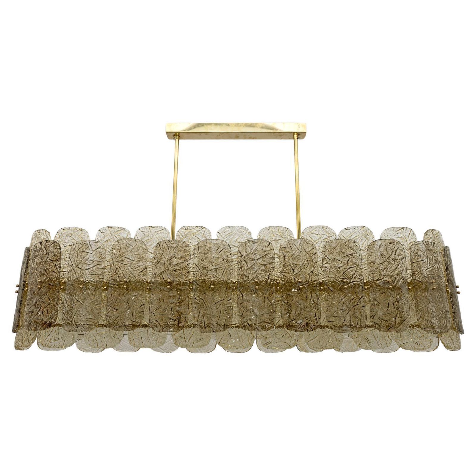 Mid Century Modern Stiyle Italian Brass And Murano Glass Chandelier