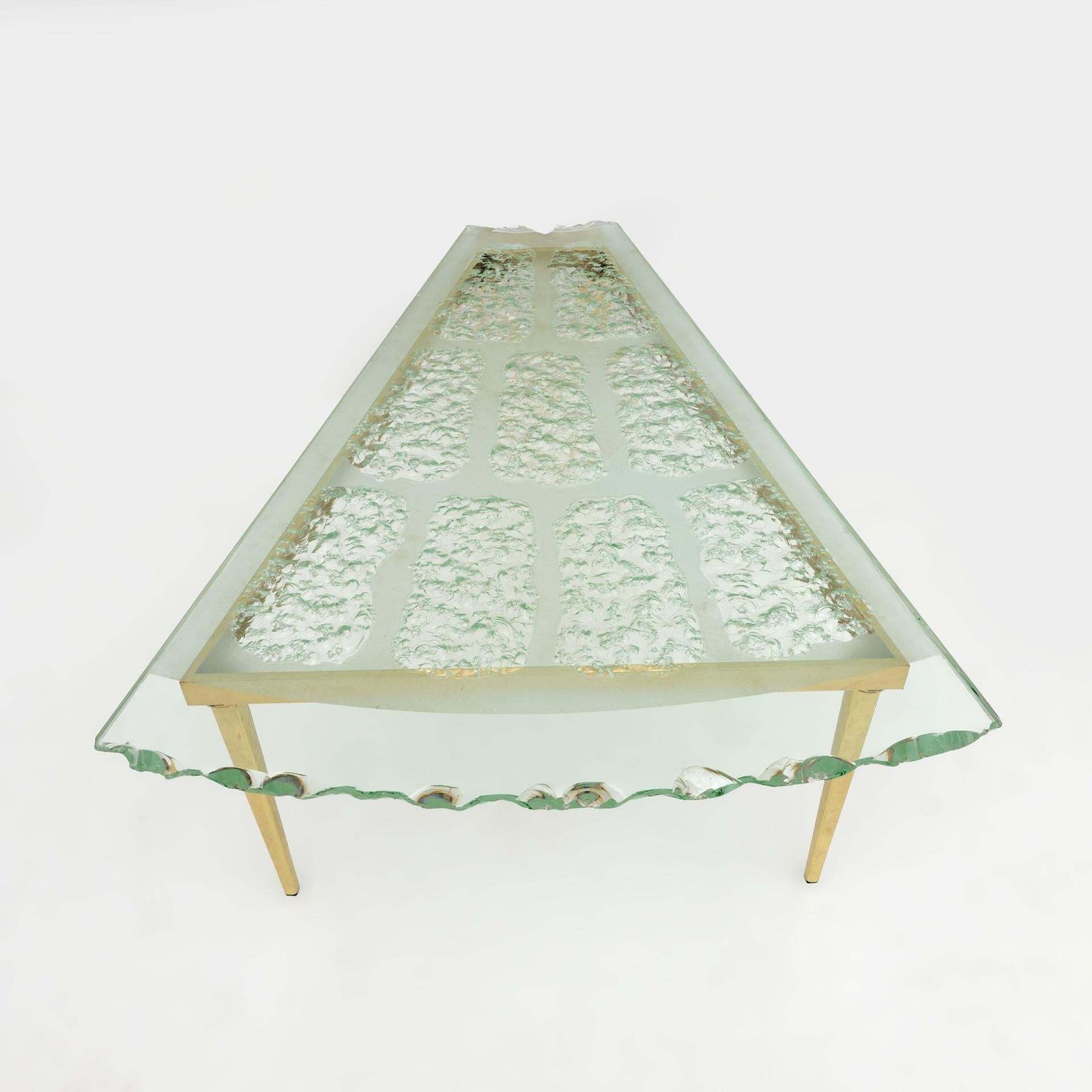 Mid Century Modern Chiseled Glass Coffee Table Attr. Max Ingrand By Fontana Arte photo for sale