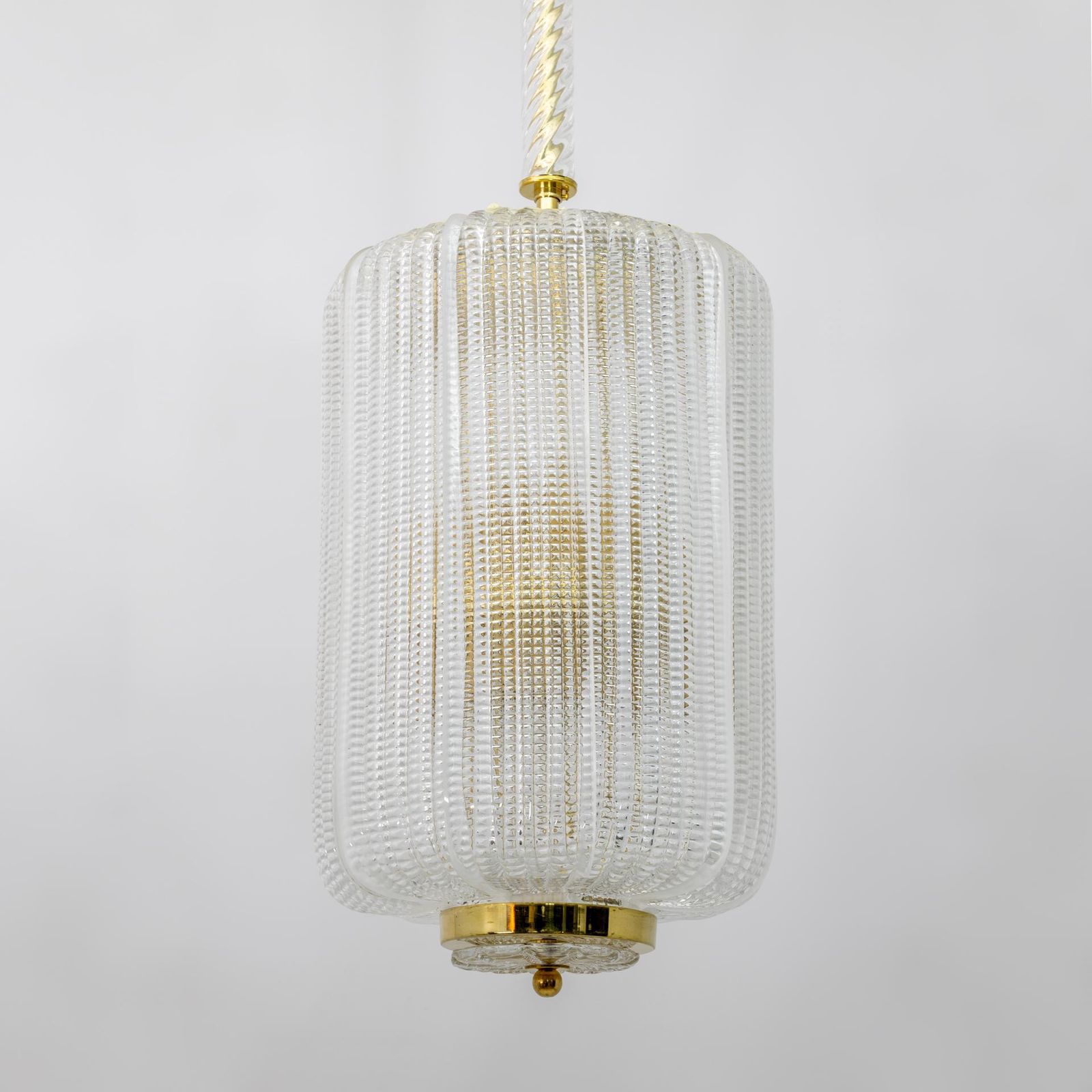 Attributed To Tomaso Buzzi Art Dèco Style Brass Murano Glass Lantern Chandelier photo for sale