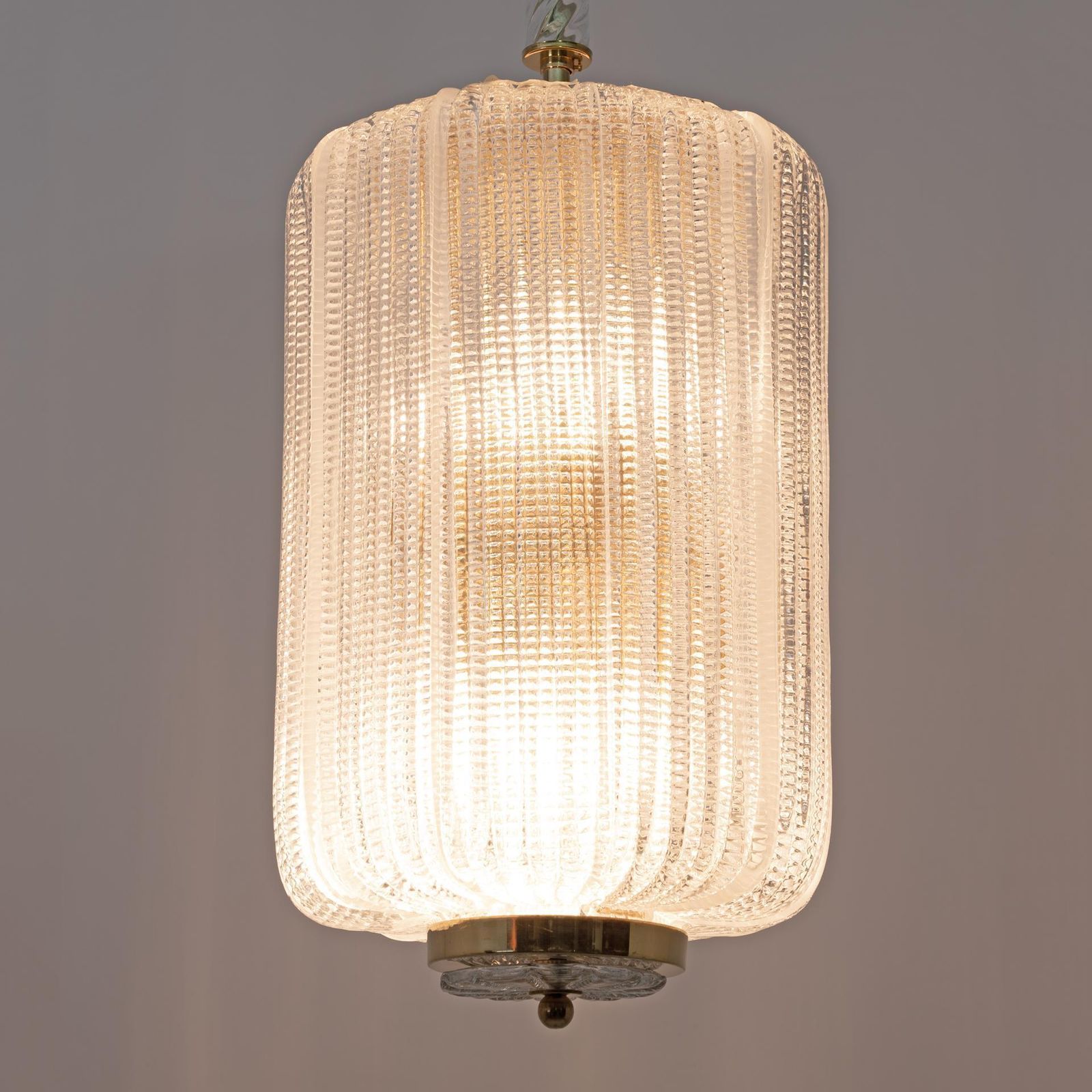 Attributed To Tomaso Buzzi Art Dèco Style Brass Murano Glass Lantern Chandelier photo Lighting