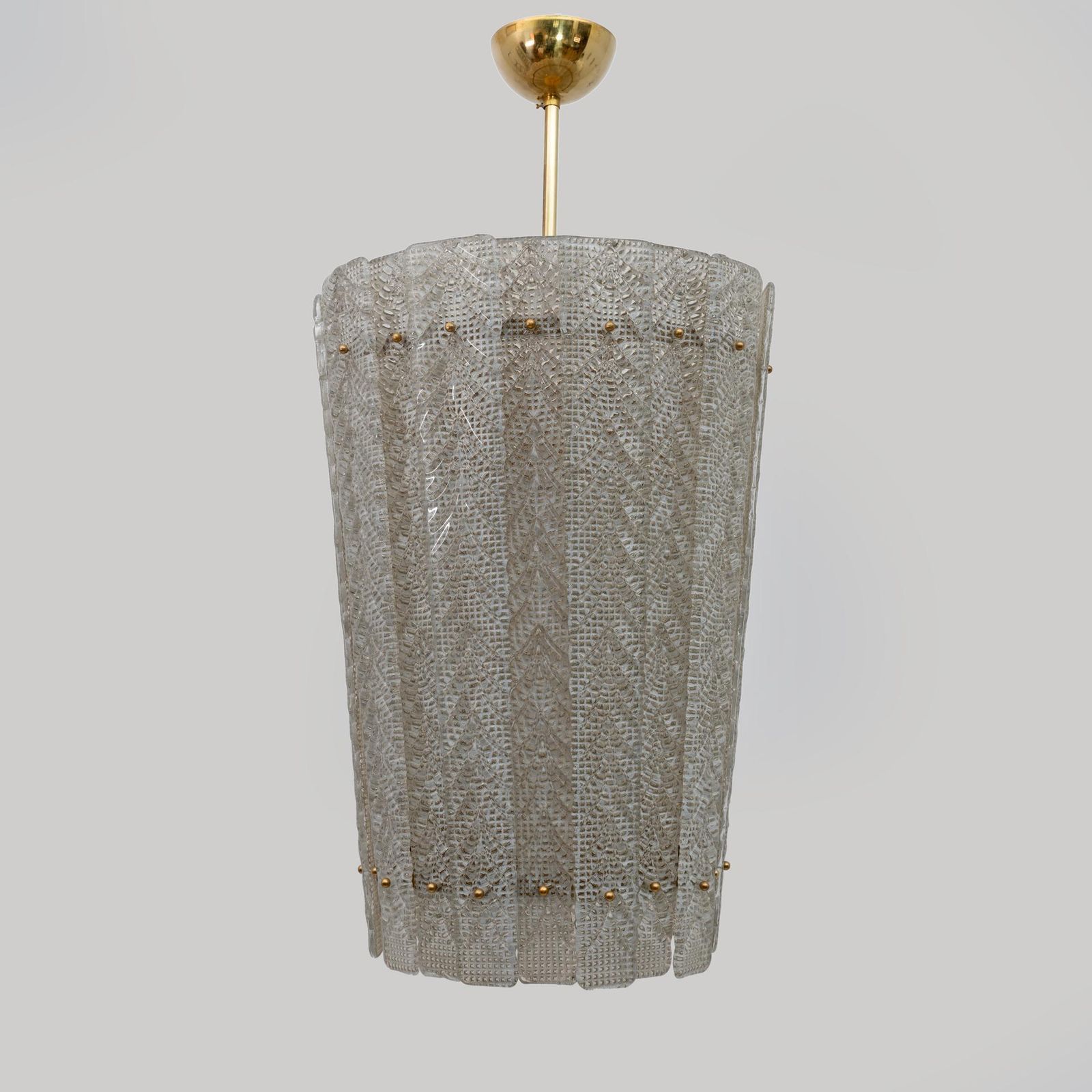 Barovier & Toso Art Dèco Style Brass Murano Glass Lantern Chandelier photo furniture