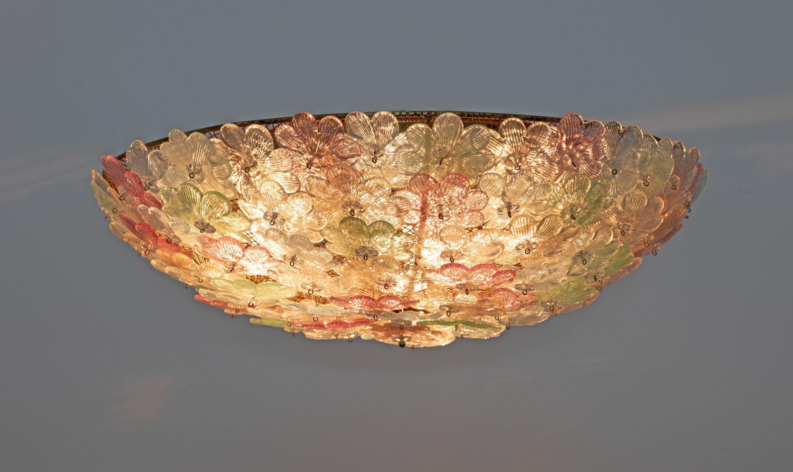 Attributed To Barovier & Toso Mid Century Modern Murano Glass Ceiling Light, 50s photo for sale