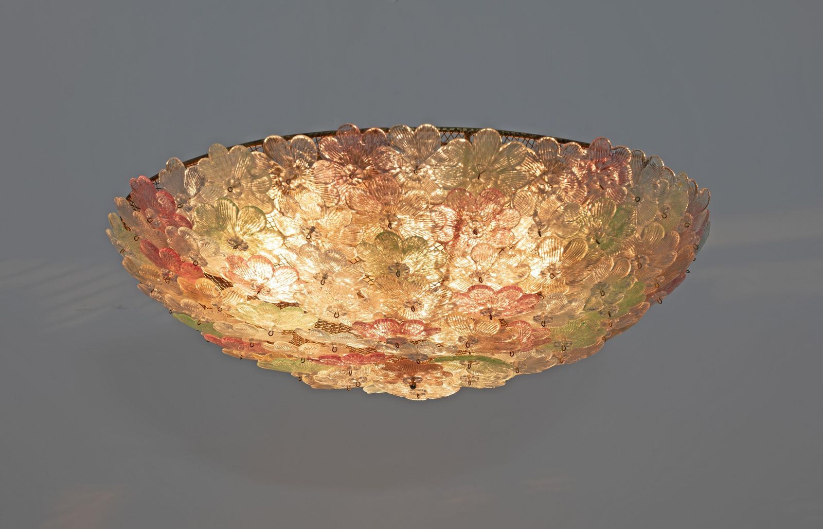 Attributed To Barovier & Toso Mid Century Modern Murano Glass Ceiling Light, 50s photo vinterior
