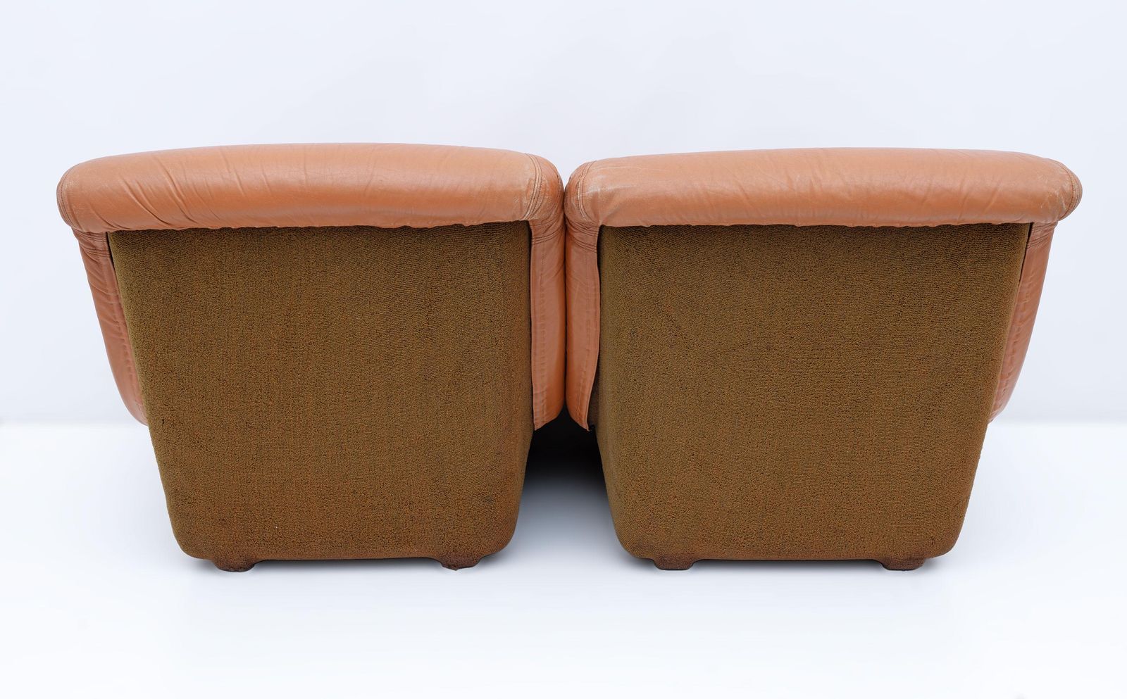 Pair Of Lev & Lev Mid Century Modern Fiberglass Frame Leather Armchairs photo vintage