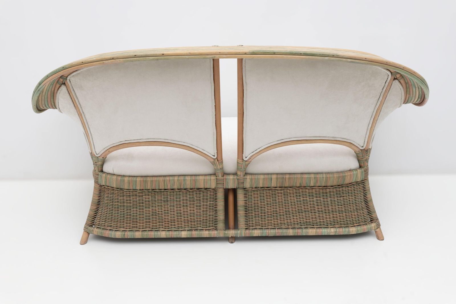 photo furniture Mid Century Modern Italian Rattan And Wicker Two Armchairs And Sofa, 1970s