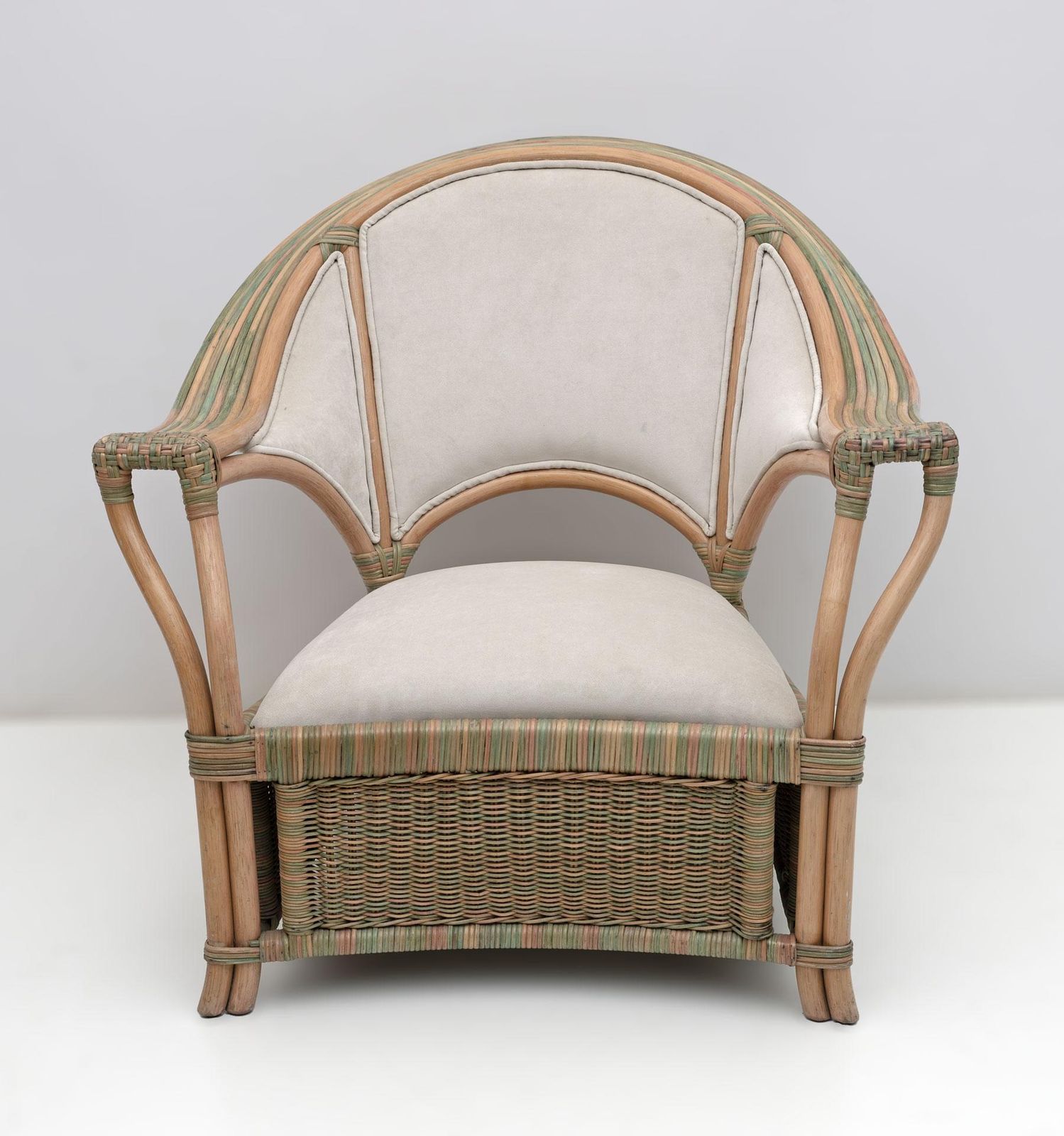 photo vinterior Mid Century Modern Italian Rattan And Wicker Two Armchairs And Sofa, 1970s