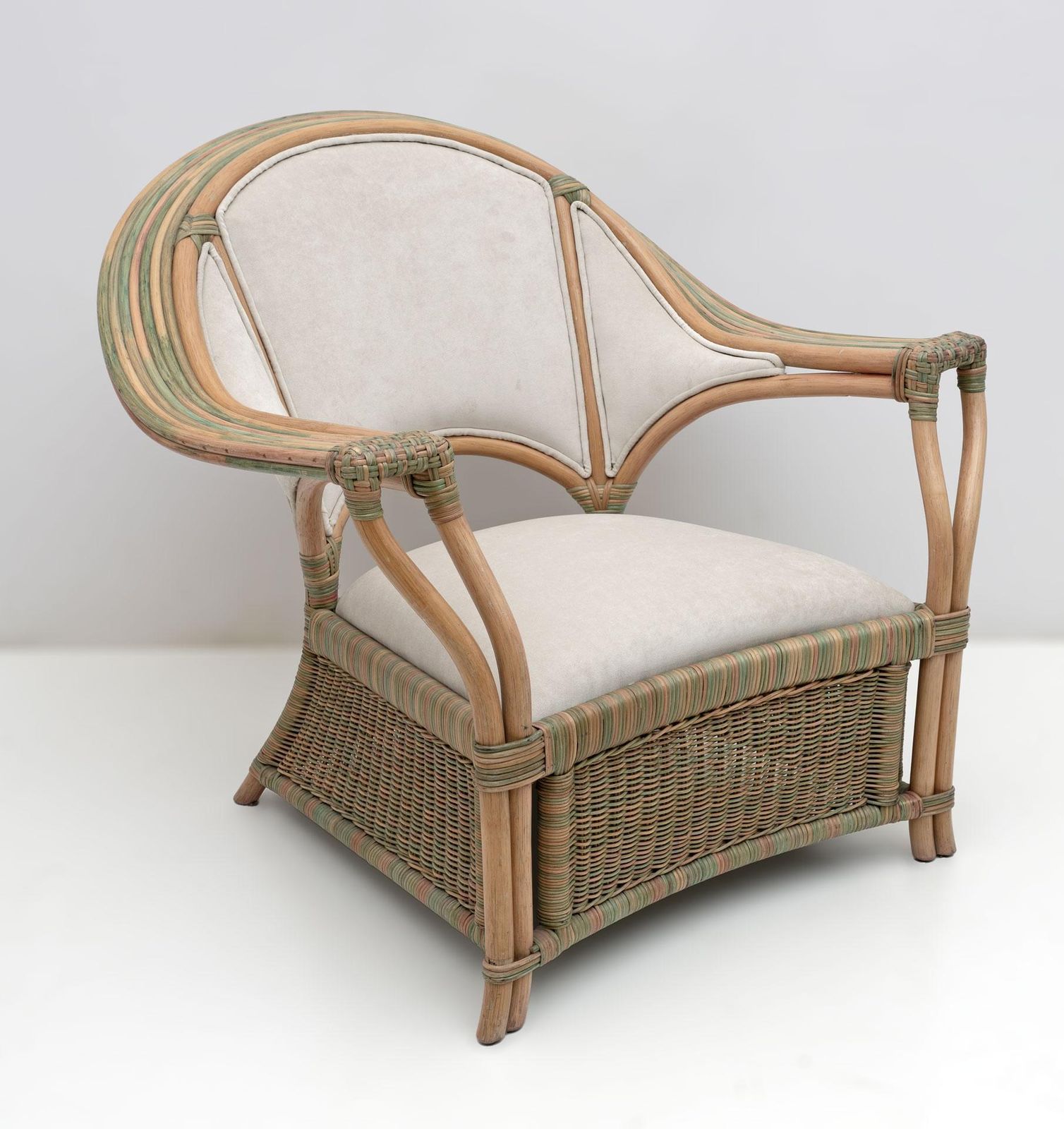 photo buy Mid Century Modern Italian Rattan And Wicker Two Armchairs And Sofa, 1970s